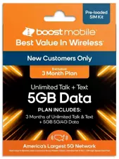 Boost Mobile Preloaded SIM Card (5GB) Data 3 Month - NEW SALE