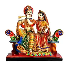 eSplanade Resin Radha Krishna on Sofa Murti Idol Statue Sculpture 13 Inches