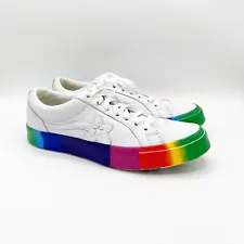 Converse One Star OX x Golf Le Fleur Shoes Men 9.5 White Leather Rainbow Sneaker
