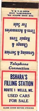 Bshara's Filling Station, Used Cars For Sale, Wells, ME, Vintage Matchbook Cover