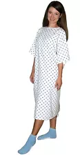 Wholesale Deluxe Demure Print Hospital Gown w/ Back Ties White