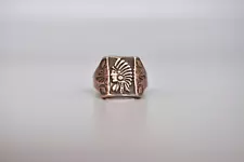 Old Pawn Navajo Silver Indian Head Ring size 10