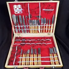 Shipindiaokedao- 70 Assorted Vegetable/Fruit Carving Tool Set In Wooden Case