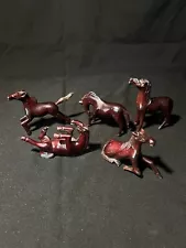 5 Handcarved Miniature Wooden Horses