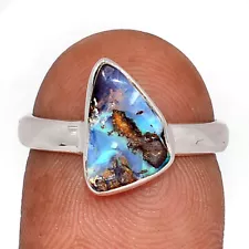 Natural Boulder Opal - Australian 925 Sterling Silver Ring Jewelry s.7 CR49137