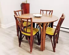 Vintage Handmade Bamboo Dining Room Table And Chairs