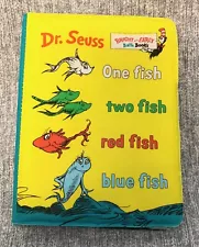 2001 Dr Seuss One Fish Two Fish Red Fish Blue Fish BATH BOOK 4x5 Vintage Vinyl