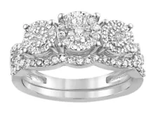 Forever Bride Sterling Silver 1/2 CTTW Genuine Diamond Wedding Bridal Ring Set