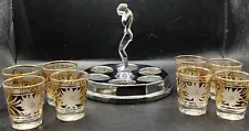 Art Deco Nude Chrome Weeping Lady 1930s Cocktail Shot Glass Set bar cart set