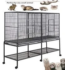 LARGE 54" Double Dividered Cage For Guinea Pig Ferret Glider Rat Mice Chinchilla