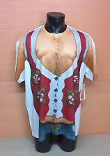 Faux Real Ugly Christmas Sweater Vest Hairy Chest Short Sleeve T-Shirt Size 2XL