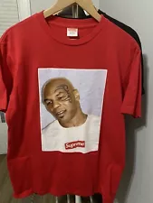 Supreme Men's T-Shirt Mike Tyson Photo Printed Red Size Large