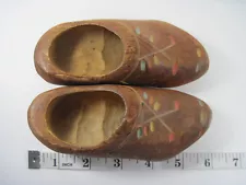 Wooden Shoes Small Carved and Embellished Vintage