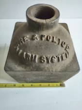 VINTAGE FIRE & POLICE CALL BOX ALARM CAST IRON BASE