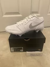 Size 11 Nike Jordan 1 Low TD Football Cleats White Grey Fog FJ6245-101 Men’s