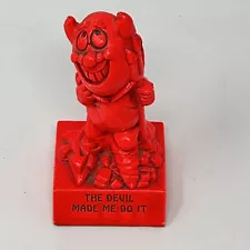 Paula 1971 Vintage The Devil Made Me Do It Red 6" Wood Statue Figurine USA