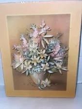 Floral Bouquet Print Paper Flowers Cut-Out 3D Art 8x10” Wall Hanging