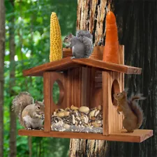 Carbonized Wood Squirrel Feeder for Outside Winter Durable Chipmunk House Box