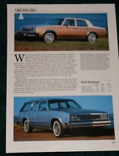 ★★1982 CHEVY MALIBU SPEC SHEET INFO PHOTO 82 WAGON SEDAN★★ (For: 1982 Chevrolet Malibu)