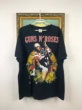 Vintage Guns And Roses Tee Shirt Band Rare Hype Over Print Mens Black Size XL