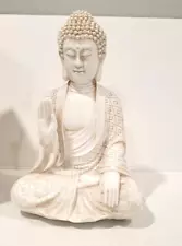 Budda Statue ~ 7 in x 5 in~ Antique Ivory Resin