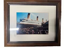 Vintage Photograph Of The Titanic Professionally Framed Crowds Cheering Below