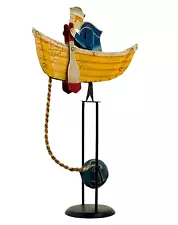 Nautical Salty Dog Sky Hook Rowing Sailor 18" Teeter Totter Tin Balance Folk Art