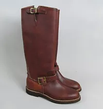 Vtg Russ Russ's Snake Boots Thick Hide Mens 8.5 D Brown 17" Vintage 70s USA