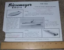 1960 BIESEMEYER 18' 16' 14' Boat Dealer Stamped Vic Hubbard Sales Brochure Specs