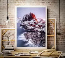 Lofoten Islands Print of Hamnoy, Mountain Photography for Sale Home Decor .