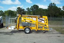 HAULOTTE 3522A 43' HT. TOWABLE BOOMLIFT 22' REACH AUTO LEVELING,SHIP ANYWHERE