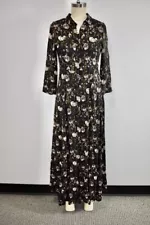 Zara Collection Black Floral Long Dress Size XSmall On Sale ap