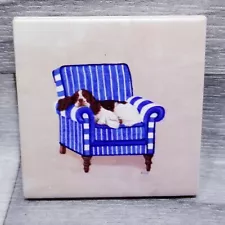 Basset Hound on Chair Ceramic Magnet Painting Painted Art Decor Dog Puppy