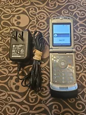 Vintage Motorola RAZR V3xx - Blue and Silver ( AT&T ) Flip Phone No Sim V3