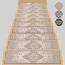 Indoor Wooden Steps Stair Runner Treads 15 Pack 8" X 30" Machine Washable Car...