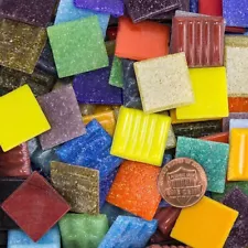 Rainbow Assortment Glass Mosaic Tile 3/4" Vitreous 20mm 1 Pound (~165 tiles)