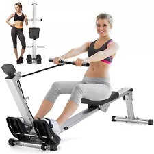 Rowing Machine for Home Use - Foldable Rower with LCD Monitor & Comfortable Seat