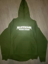 Supreme Hoodie "Excellence" 3m Reflective heavyweight cotton Olive Green Overdye