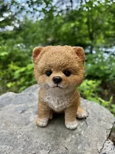 POMERANIAN PUPPY DOG SITTING FIGURINE STATUE RESIN PET 6" H CANINE PET PALS DOG