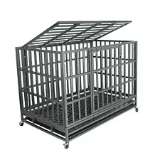 1pcs Heavy Duty Dog Kennel Pet Iron Crate Cage 47 inch