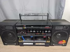 MINTY RARE Vtg Killer Sweet Retro LASONIC L-30K Bass System Boombox Dual TAPE