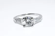 $9,400 800 PLATINUM 1.51CT NATURAL ROUND CUT DIAMOND 3 STONE ENGAGEMENT RING