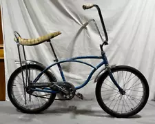 Vintage 1966 Schwinn Stingray Deluxe Kids Blue Steel Banana Seat Cruiser Bike