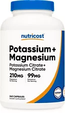 Nutricost Potassium (99 mg) Magnesium (210 mg) Citrates, 240 Capsules