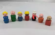 New ListingVintage Wood Wooden Fisher Price Little People Lot of 7