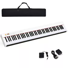 88-Key Portable Full-Size Semi-weighted Digital Piano Keyboard-White - Color: Wh