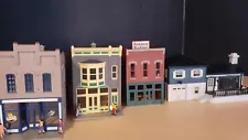 HO Scale Downtown City Buildings brick and mortar plus house built up