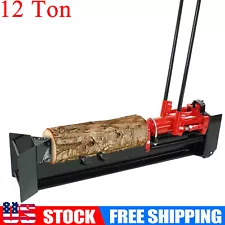 12 Ton Manual Hydraulic Wood Log Splitter Horizontal Full Steel Beam Splitting