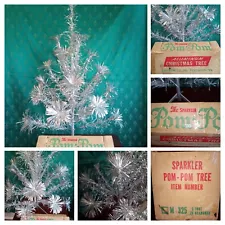 Vintage "The Sparkler" Pom-Pom Aluminum 3ft Christmas Tree/ Star Brand Co.