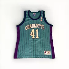 Vintage Charlotte Hornets Basketball NBA Glen Rice #41 Champion Jersey Size 44